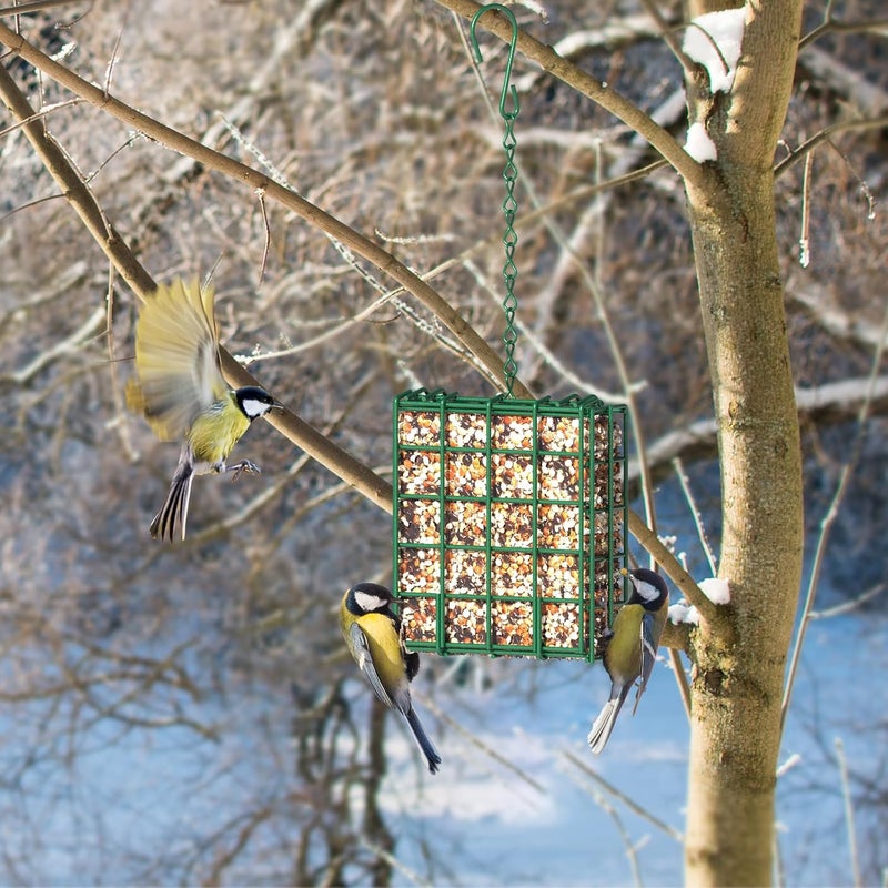 Trieez Bird Feeder for Outdoors, Large Capacity Suet Feeder Hanging Birdfeeder, Bird Feeder Hanging for Garden Yard Outside - 2 Slices Suet Cake Feeders fo Attracting Birds - Image 4